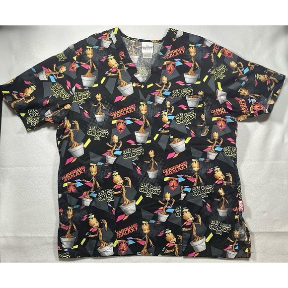 Marvel Tops - Marvel Guardians of the Galaxy Groot Button Up Shirt Large 100% Cotton